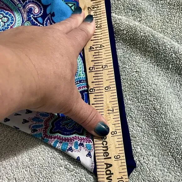 Vibrant Bohemian Mandala Shift Dress Size 6 Blue Multi Color Bell Sleeves Retro - Picture 11 of 13